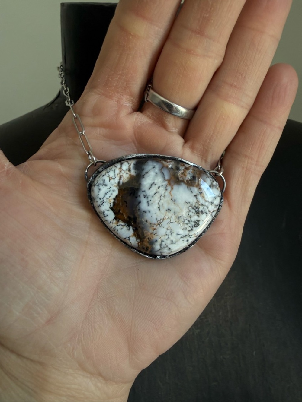 Dendritic agate crystal pendant necklace boho jewelry southwest jewelry for woma - Picture 3 of 9